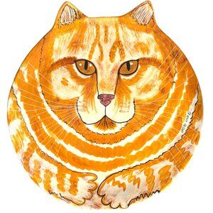 Vtg 2001 NINA LYMAN Hand-Painted Ceramic Cat Plate Large "Cats by Nina" 12.75" D